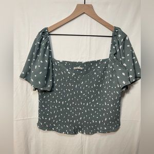 Abercrombie Women’s All-Over Smocked Flutter Sleeve Top